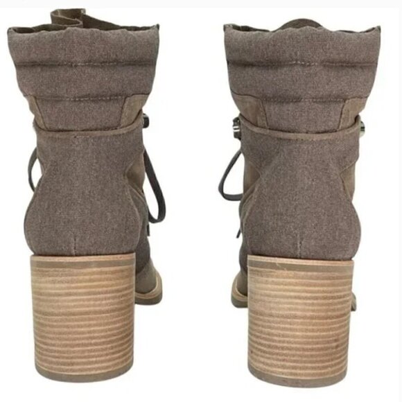 Aquatalia Elise Taupe Suede Leather & Canvas Womens Ankle Boots Size 7 NEW - Picture 5 of 6